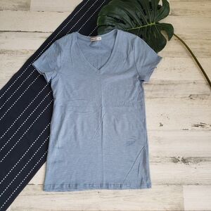 Marine Layer| Slub V Neck Striped Short Sleeve T-Shirt Blue Size XS